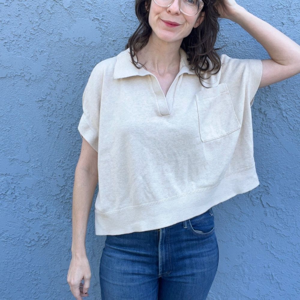 Cotton Linen Boxy Sweater from Banana Republic Outlet Oversized Polo top